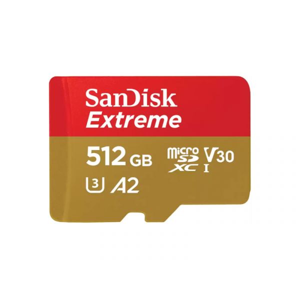 SANDISK 121589, MICROSD EXTREME KÁRTYA 512GB, 190/130 MB/s, A2 C10 V30 UHS-I U3